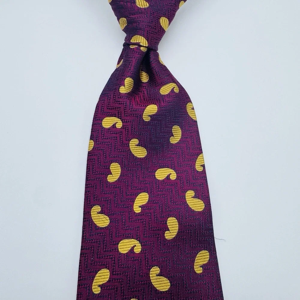 Michael Newell Silk Tie Men Lot of 2 Maroon Paisley Navy Diamond 59x4 Handmade